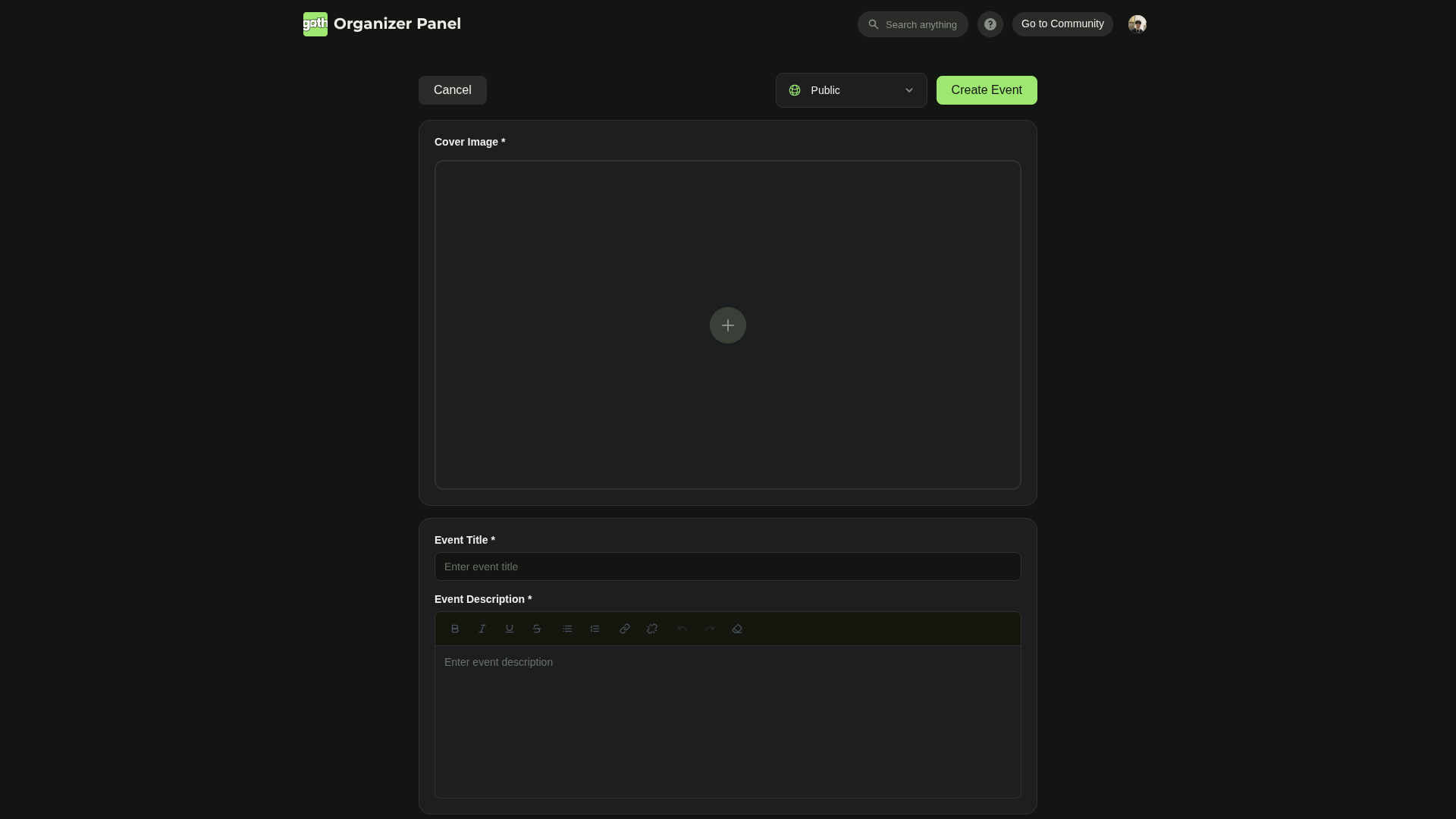 Event editor